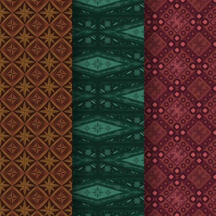 Vettore gratuito collezione di pattern songket