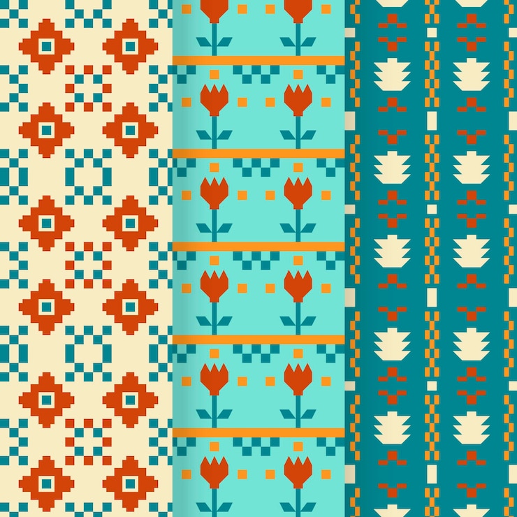 Vettore gratuito collezione di pattern songket