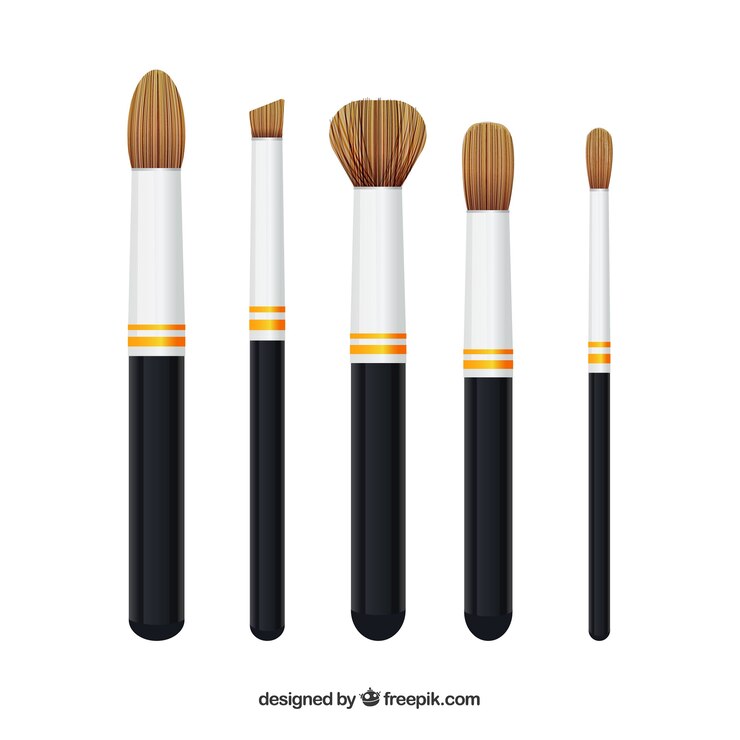 Vettore gratuito collezione di pennelli trucco realistico
