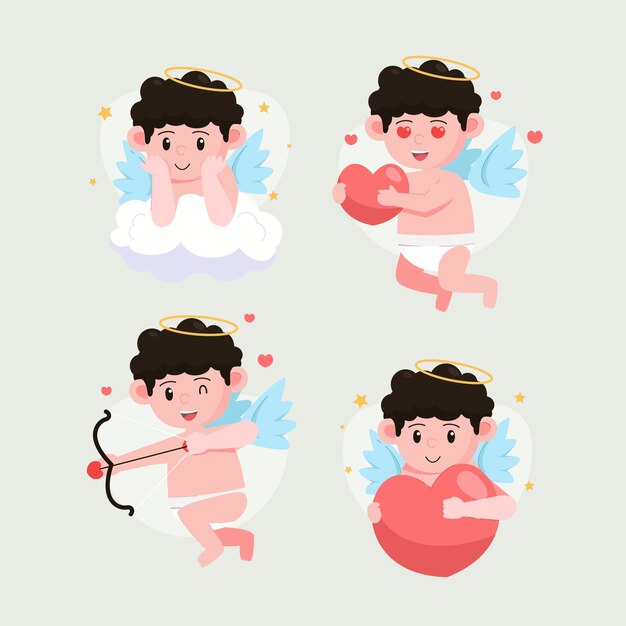 Collezione di personaggi cupido di san valentino piatto