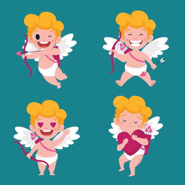 Collezione di personaggi cupido disegnati a mano