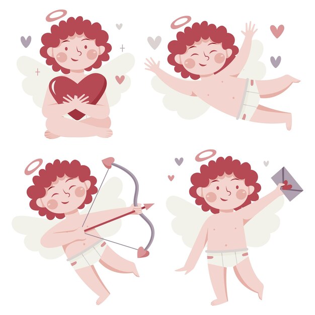 Collezione di personaggi cupido disegnati a mano