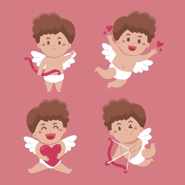 Collezione di personaggi dei cartoni animati cupido