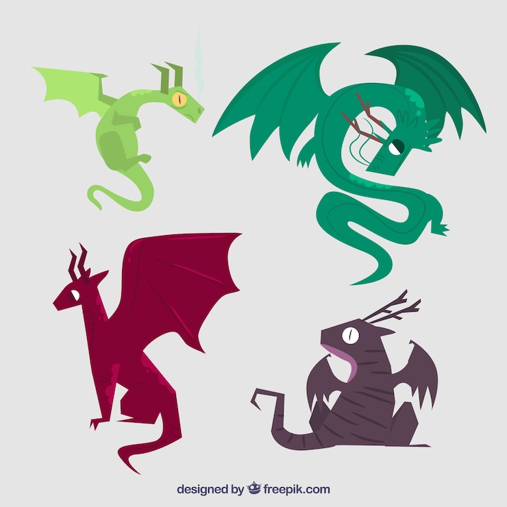 Vettore gratuito collezione di personaggi del drago