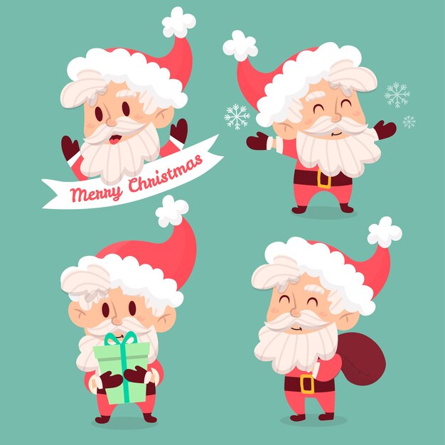 Collezione di personaggi di Babbo Natale disegnati a mano