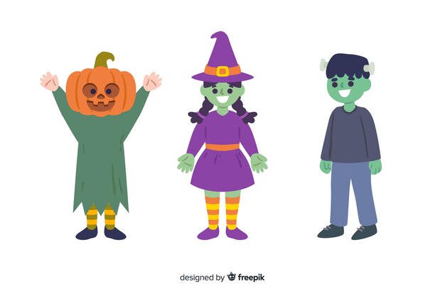 Collezione di personaggi di halloween disegnati a mano