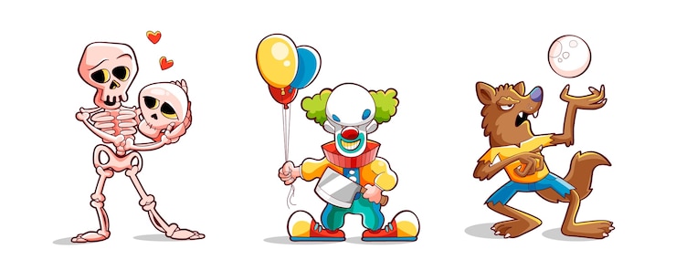 Vettore gratuito collezione di personaggi di halloween disegnati a mano