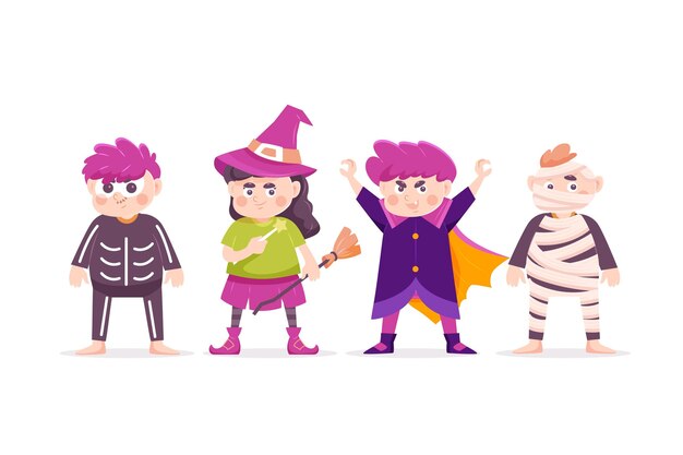 Collezione di personaggi di halloween piatta