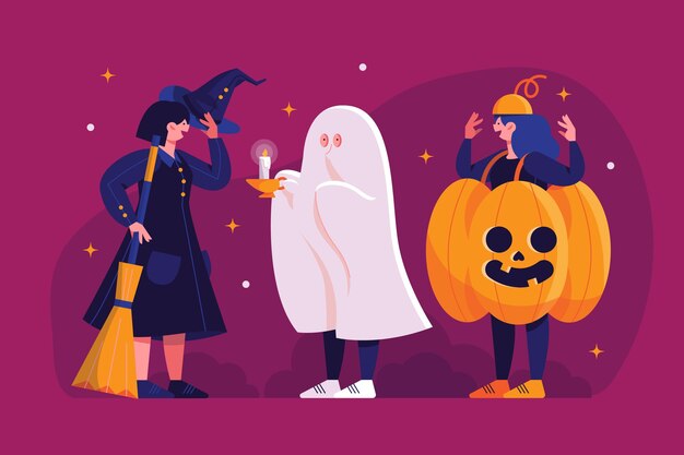 Collezione di personaggi di halloween piatto