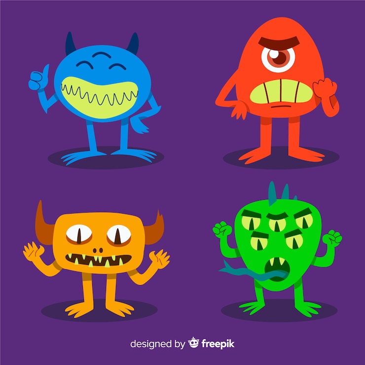 Vettore gratuito collezione di personaggi di mostri di halloween