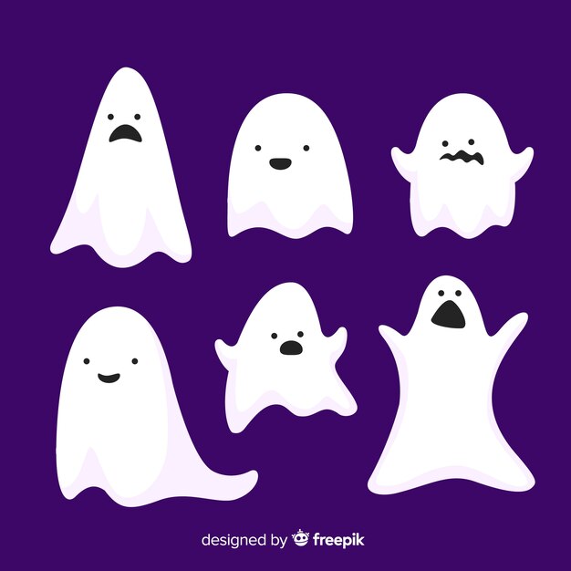 Collezione di personaggi fantasma di Halloween con design piatto