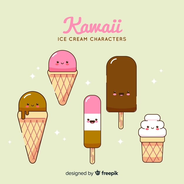 Collezione di personaggi gelato Kawaii