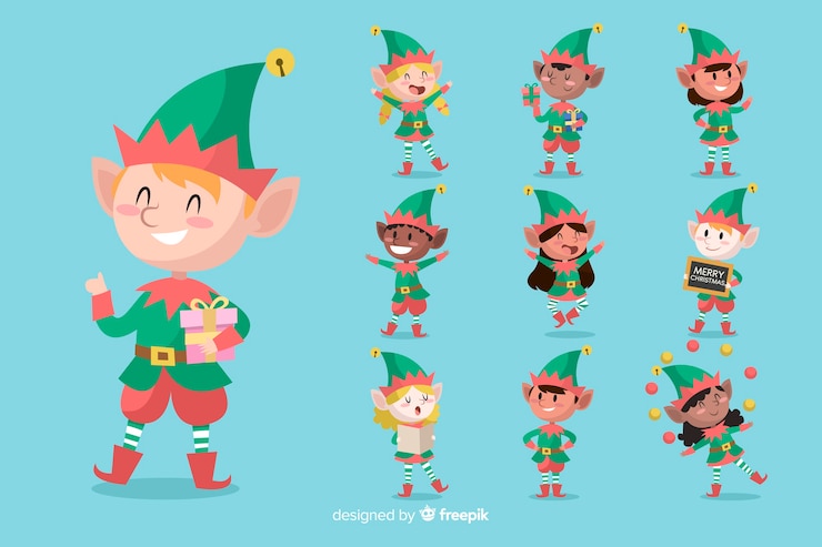 Vettore gratuito collezione di personaggi natalizi