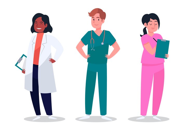 Vettore gratuito collezione di personaggi sanitari