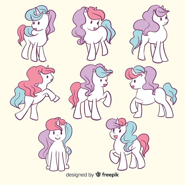 Collezione di personaggi unicorno Kawaii