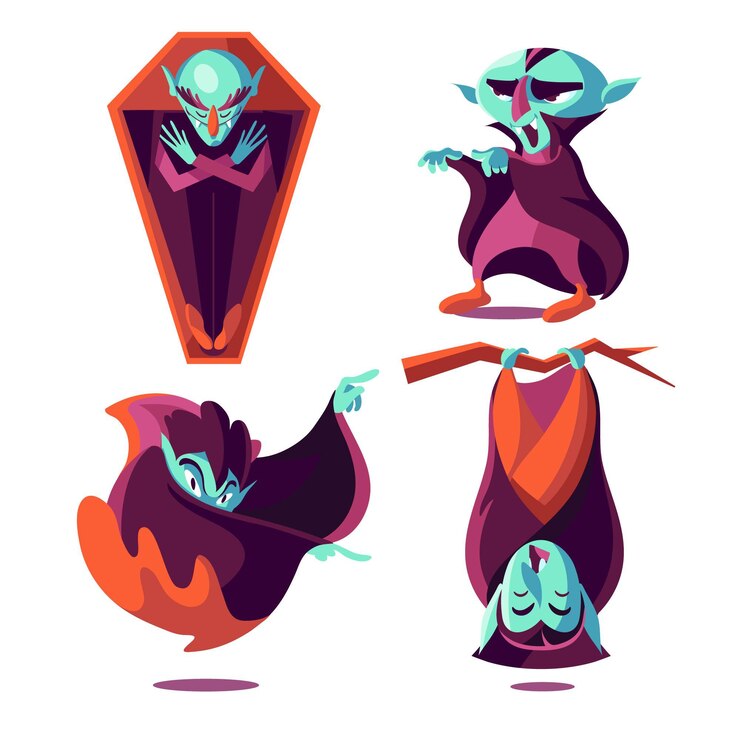 Vettore gratuito collezione di personaggi vampiri design piatto