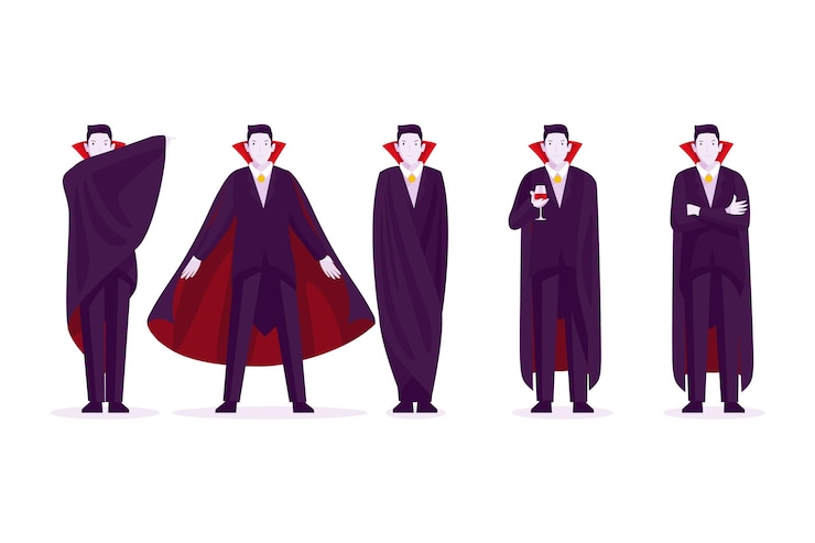 Vettore gratuito collezione di personaggi vampiri design piatto