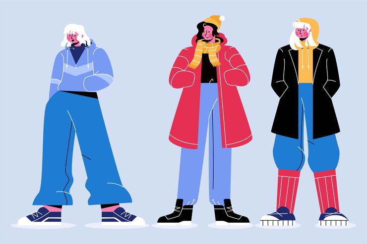 Vettore gratuito collezione di persone invernali piatte