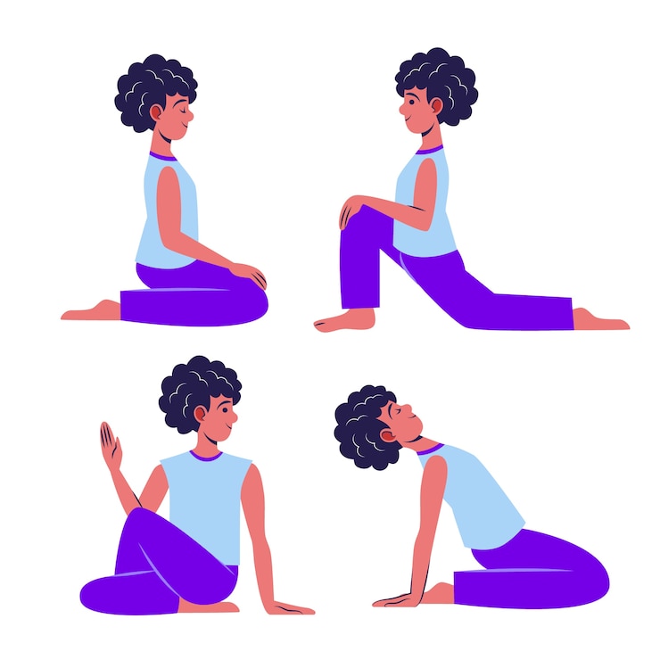 Vettore gratuito collezione di pose yoga piatte