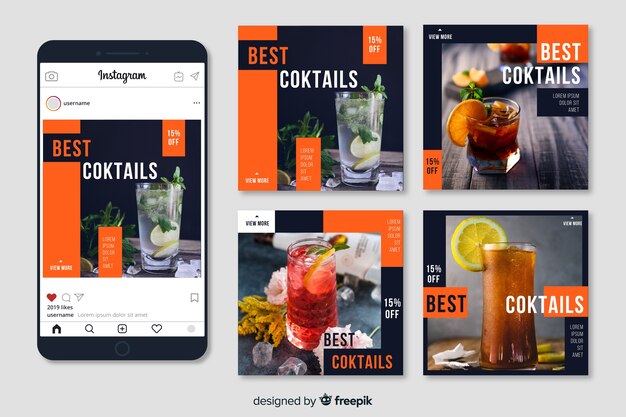 Collezione di post di instagram culinaria con foto