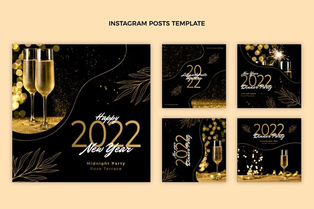 Collezione di post di instagram di capodanno disegnati a mano