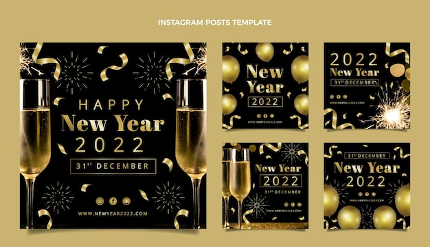 Collezione di post di instagram di capodanno sfumato