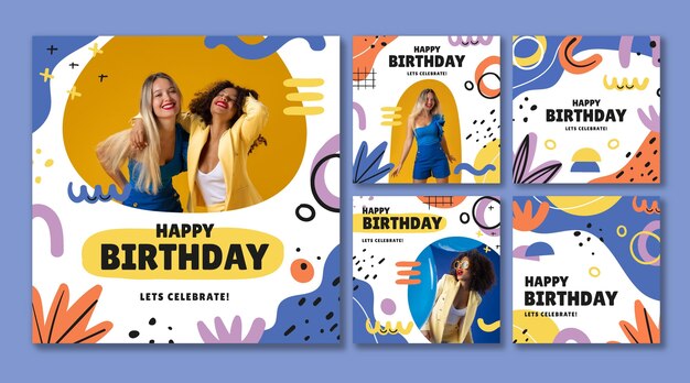 Collezione di post di instagram di forme astratte disegnate a mano