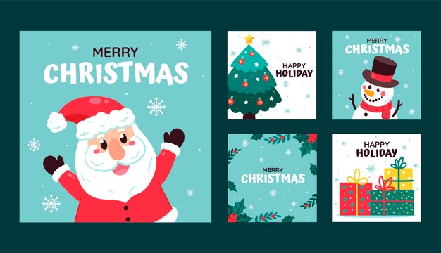 Collezione di post di instagram di natale piatto
