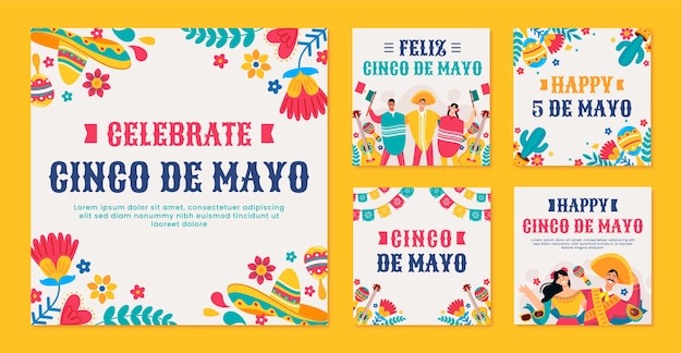 Collezione di post di instagram flat 5 de mayo