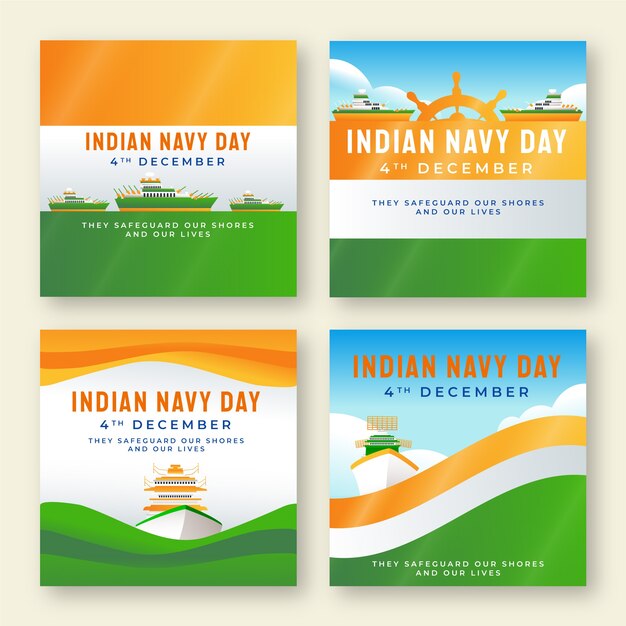 Collezione di post di Instagram Gradient Indian Navy Day