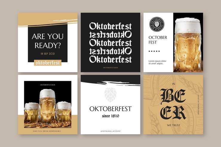 Vettore gratuito collezione di post di instagram oktoberfest disegnata a mano