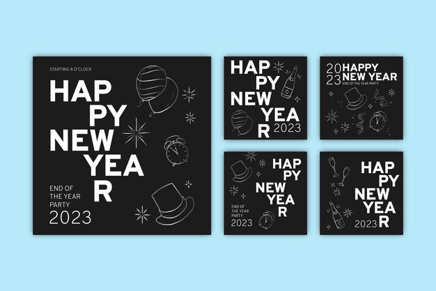 Collezione di post di instagram per la celebrazione del nuovo anno 2023