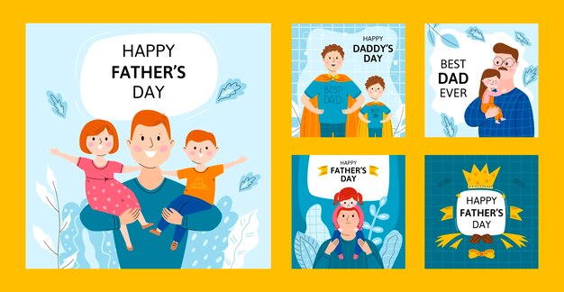 Collezione di post di instagram per la festa del papà piatto