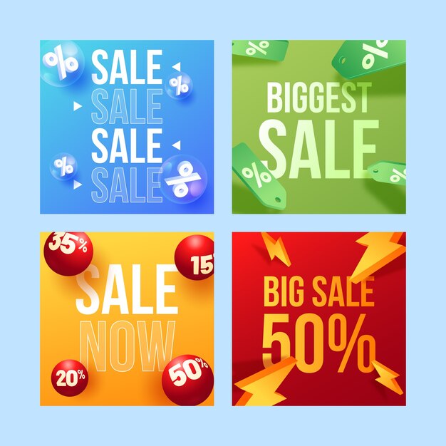 Collezione di post di instagram per lo shopping online realistica