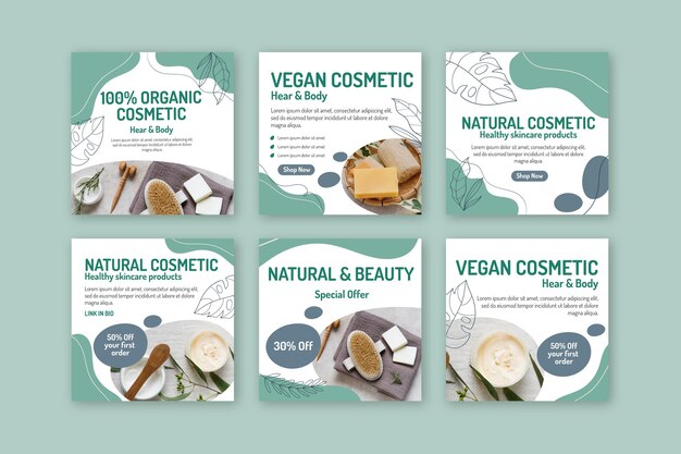 Collezione di post instagram cosmetici