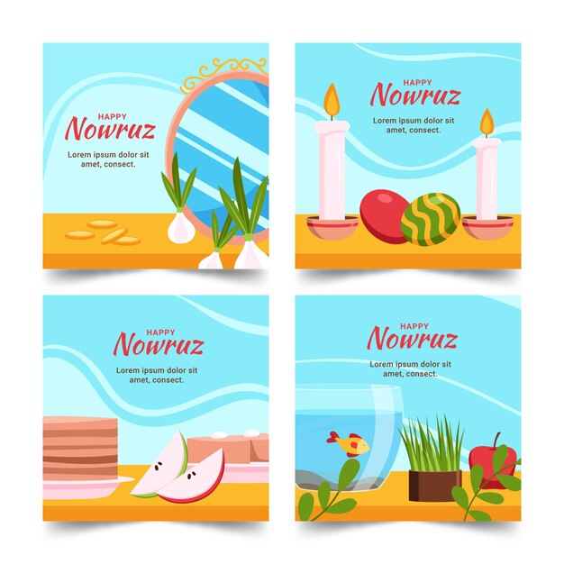 Collezione di post instagram di Nowruz piatto felice