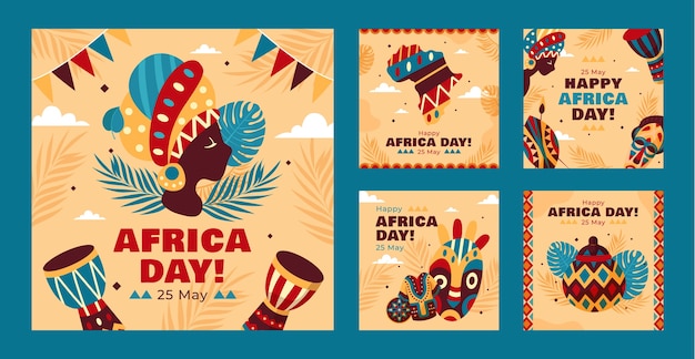 Collezione di post instagram flat africa day