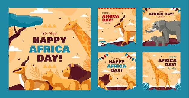 Collezione di post instagram flat africa day