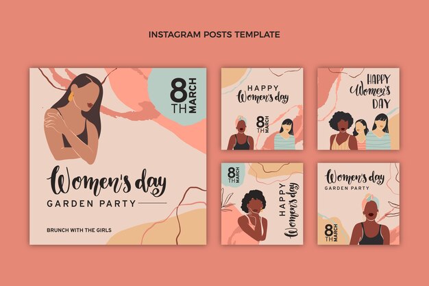Collezione di post instagram per la giornata internazionale della donna piatta