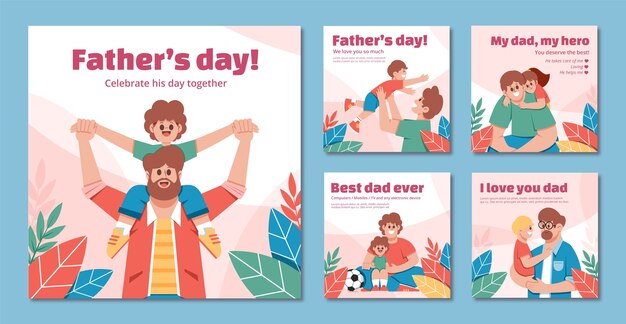 Collezione di post instagram piatti per la festa del papà