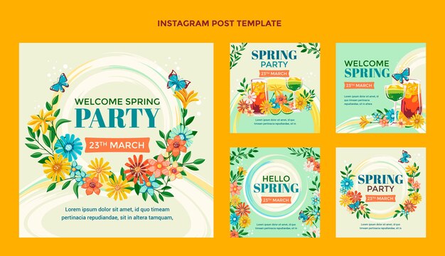 Collezione di post instagram primaverili piatti