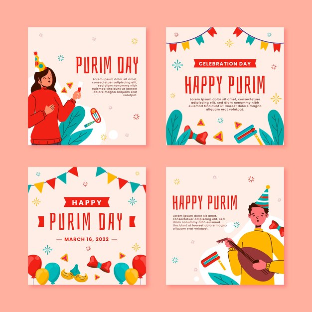 Collezione di post instagram purim piatti