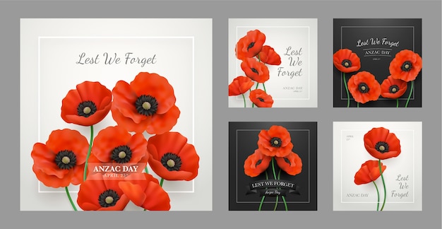 Collezione di post instagram realistici di anzac day