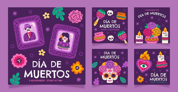 Collezione di post su Instagram di Flat dia de muertos
