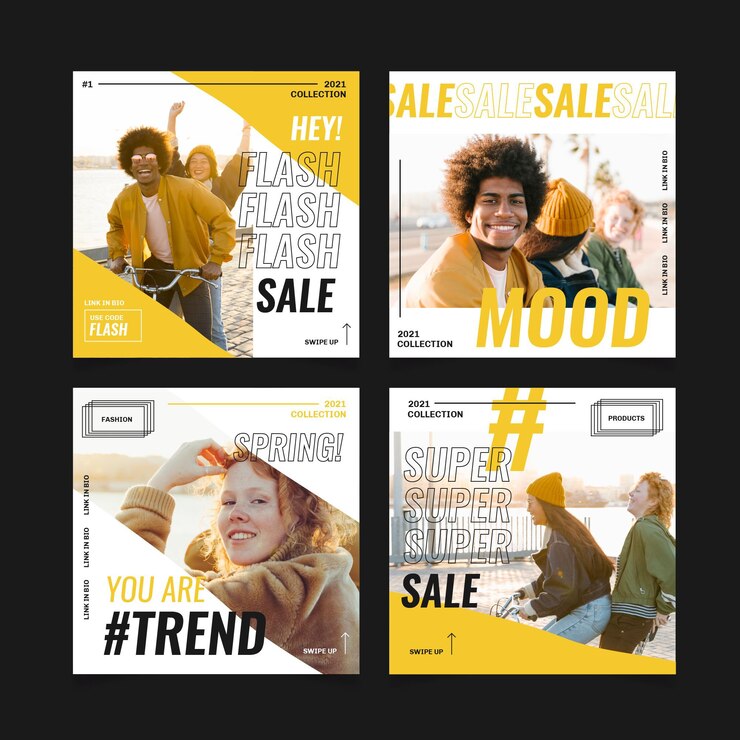 Vettore gratuito collezione di post vendita di moda