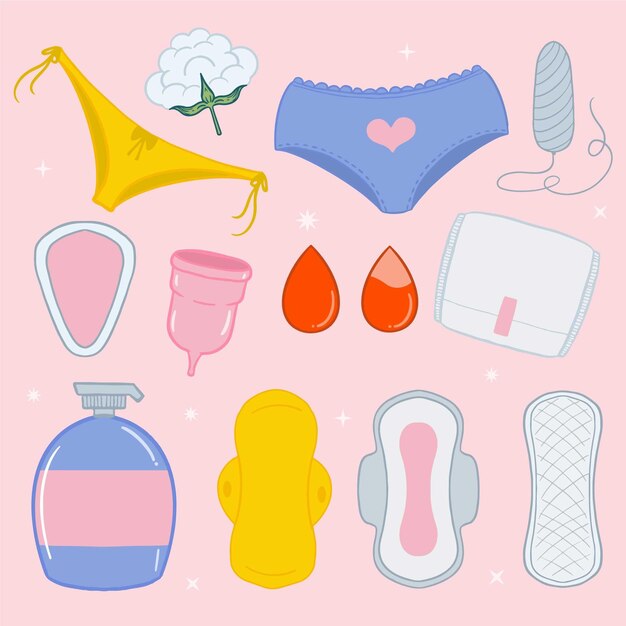 Collezione di prodotti per l'igiene femminile