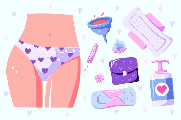 Collezione di prodotti per l'igiene femminile