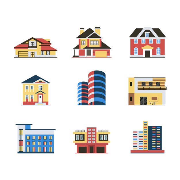 Collezione di progettazione di edifici
