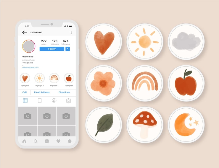 Vettore gratuito collezione di punti salienti di instagram dell'acquerello
