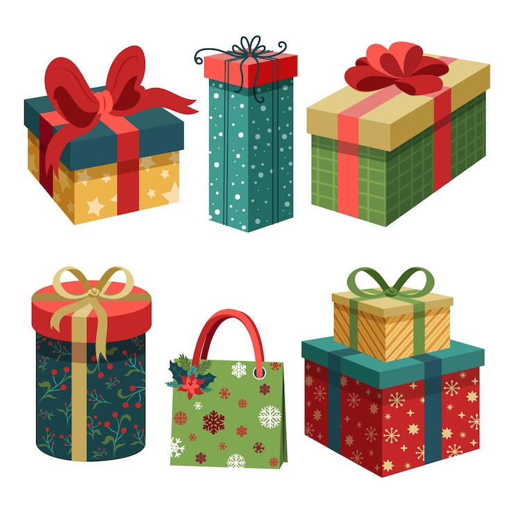 Vettore gratuito collezione di regali di natale disegnati a mano